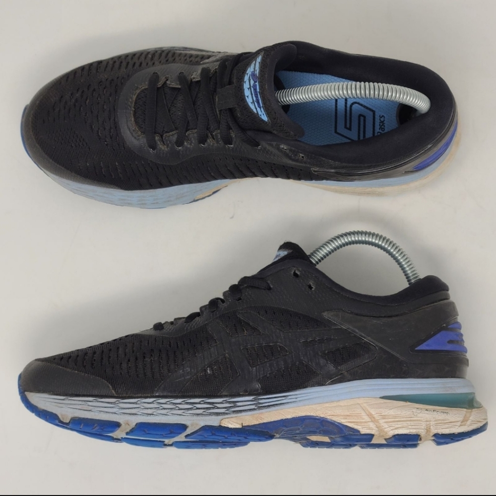 Asics Gel Kayano 25 Running Athletic Shoes Black Blue 1012A026 size 8.5 Women